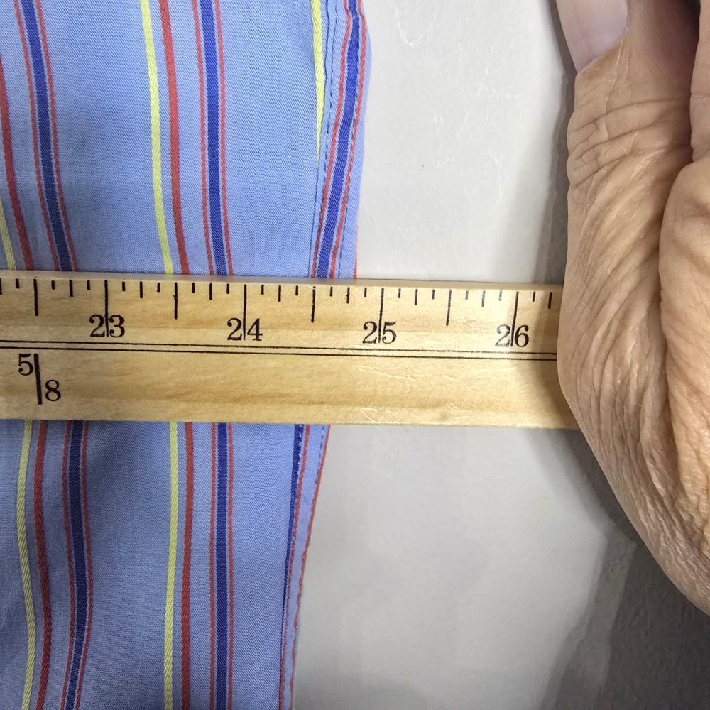 Lacoste Mens Striped Long Sleeve Button Down Size XL Blue Red Yellow Classic Fit - Picture 5 of 7